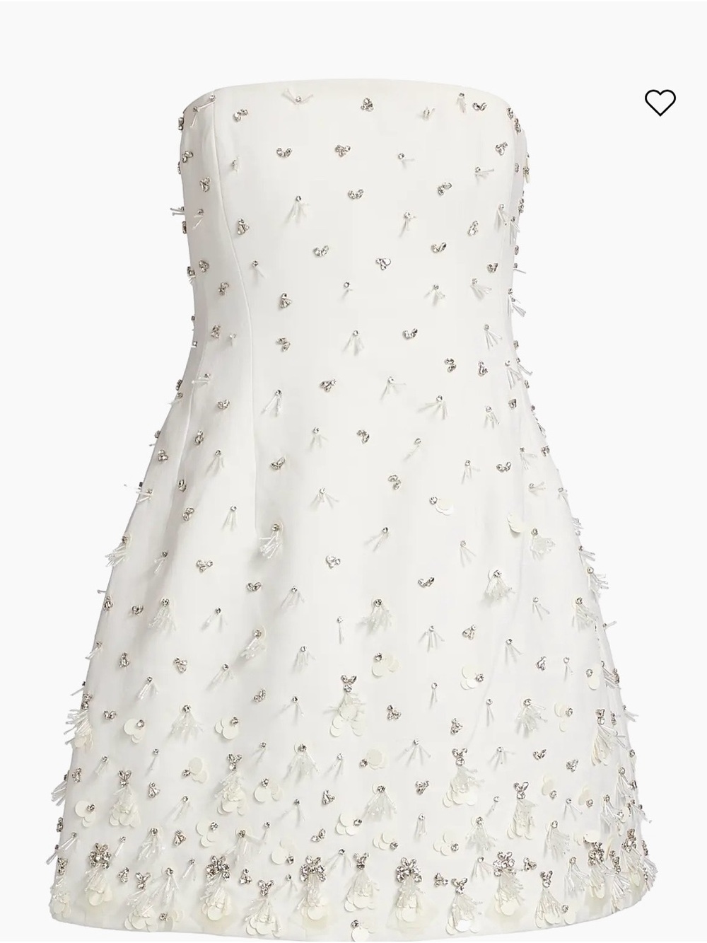 Strapless Embellished Mini Dress in Ivory